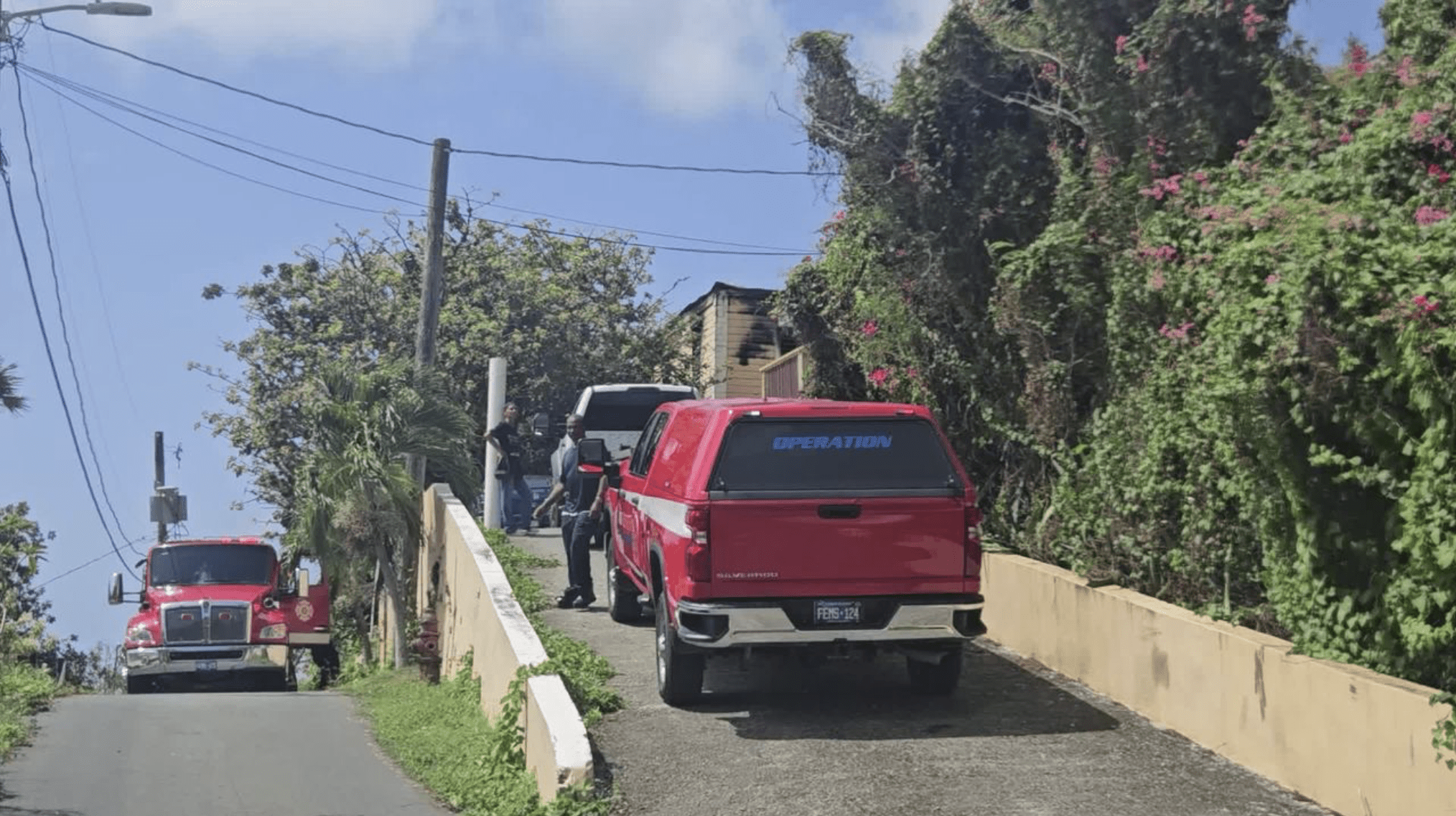 All available VIFEMS units on St. Thomas responded to the early morning fire. (Source photo by Finn Sharpless)
